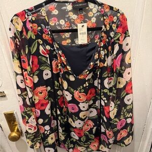 Lane Bryant Vibrant Floral Blouse - Black and Multicolor